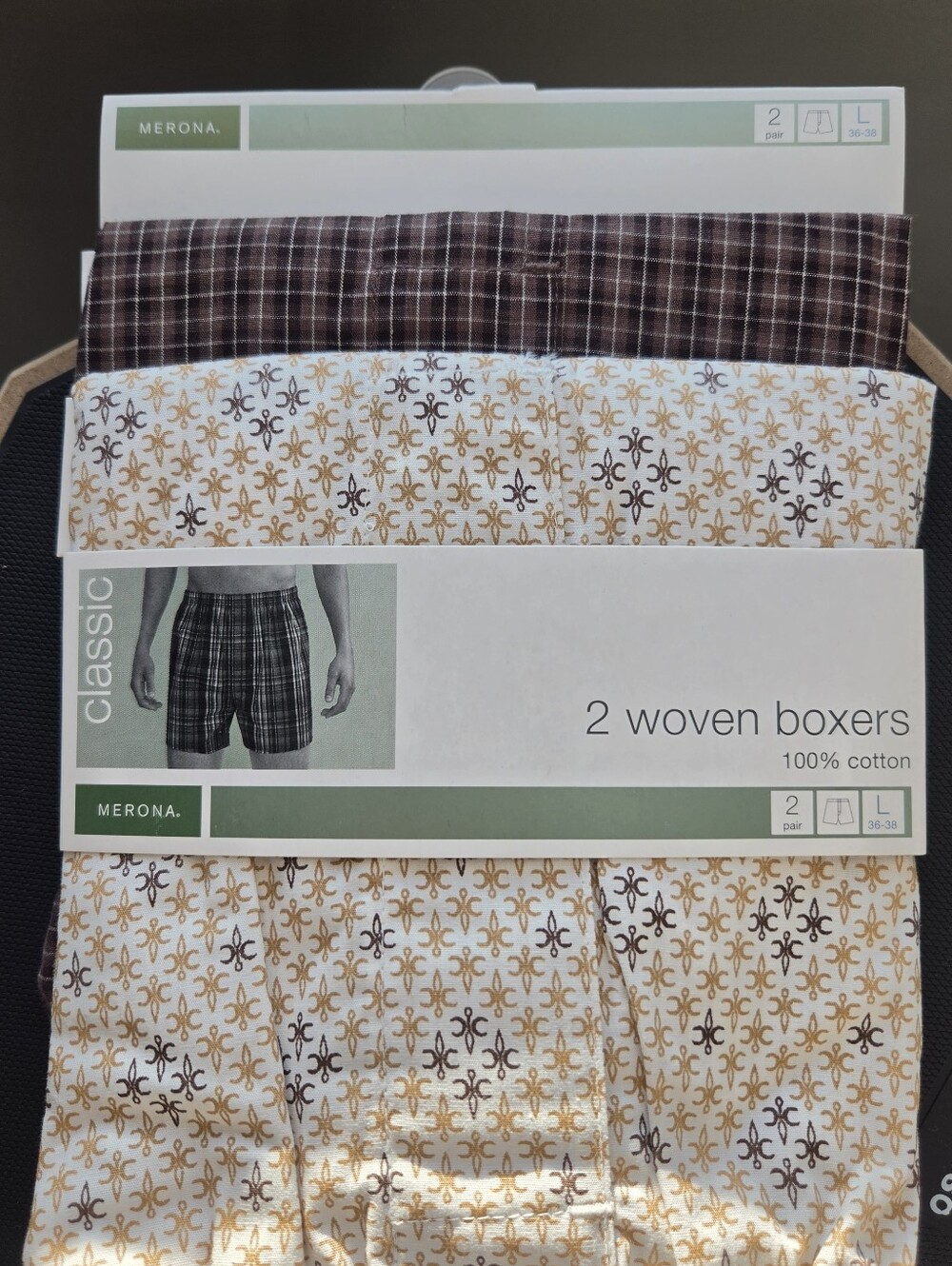 2008 Merona Men's Woven Boxers 2-Pack Size Large L 36-38 Deadstock. Merona is a